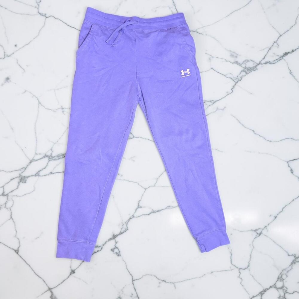 Under Armour Youth Girls XL Sweatpants Purple Fleece Lined Joggers Pockets